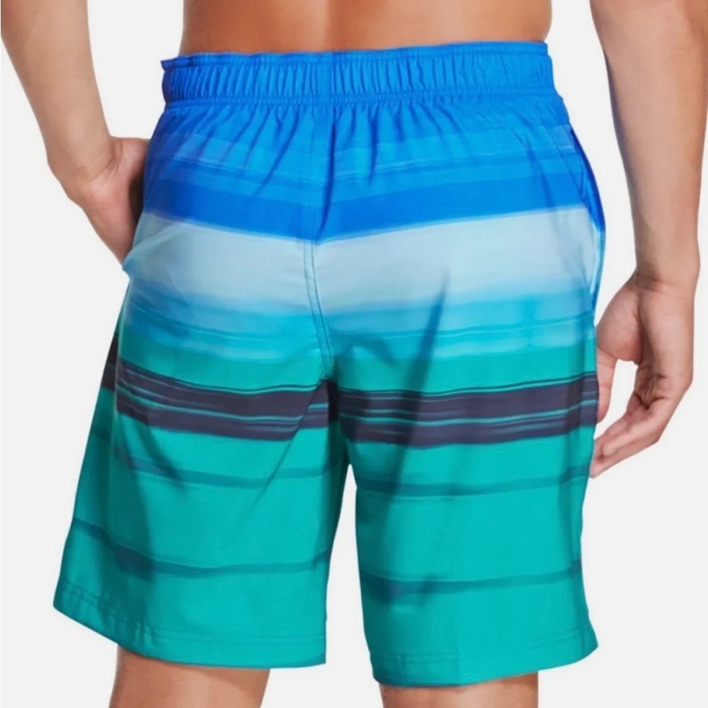 Speedo Men's Ombré Gradient Stripe Stretch Board Shorts Blue